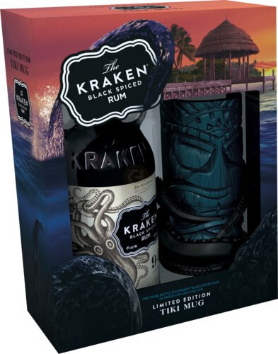 Kraken Black Spiced Rum Gift Set With Tiki Glass